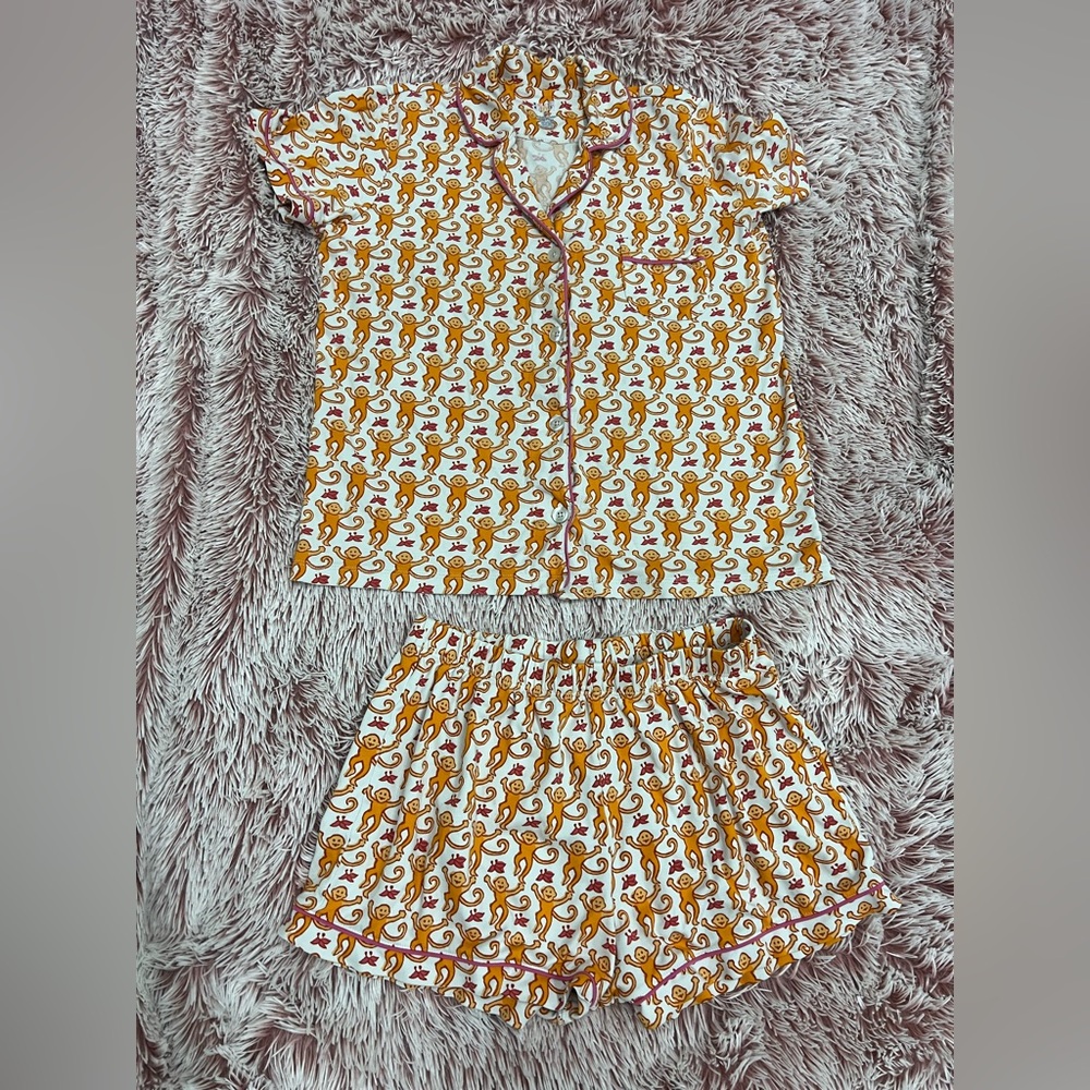 Roller Rabbit Orange and White Pajama Set Intimates Sleepwear